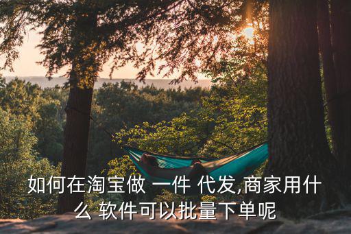 如何在淘寶做 一件 代發(fā),商家用什么 軟件可以批量下單呢