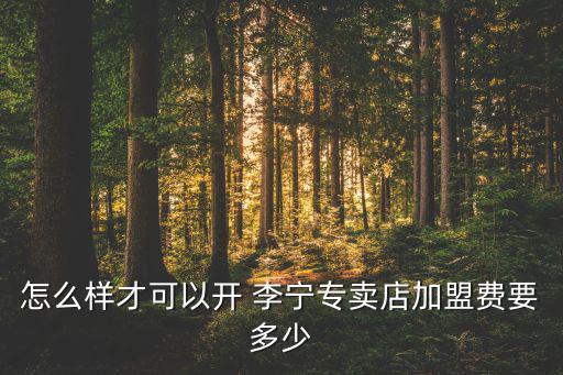 李寧 加盟,李寧加盟費用和條件利潤