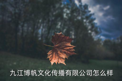  九江博帆文化傳播有限公司怎么樣