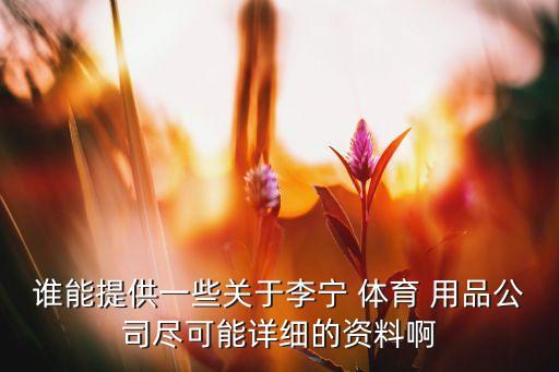 誰能提供一些關于李寧 體育 用品公司盡可能詳細的資料啊