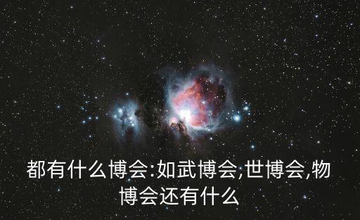 都有什么博會:如武博會,世博會,物博會還有什么