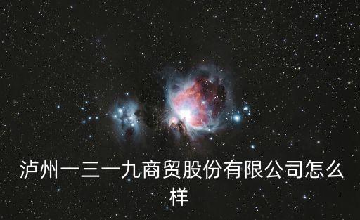  瀘州一三一九商貿(mào)股份有限公司怎么樣